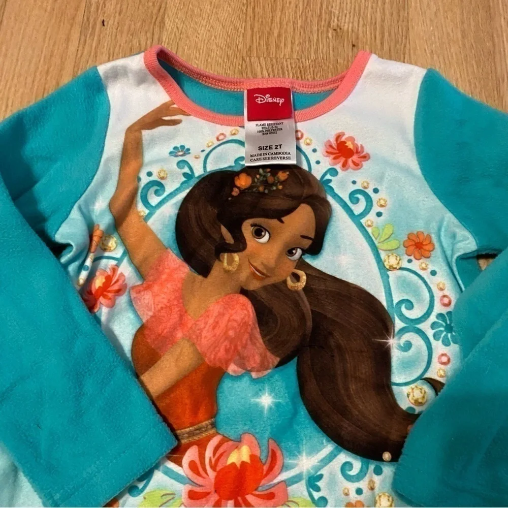 Disney Elena of Avalor Fleece Pajama Set Sz 2T Blue Princess